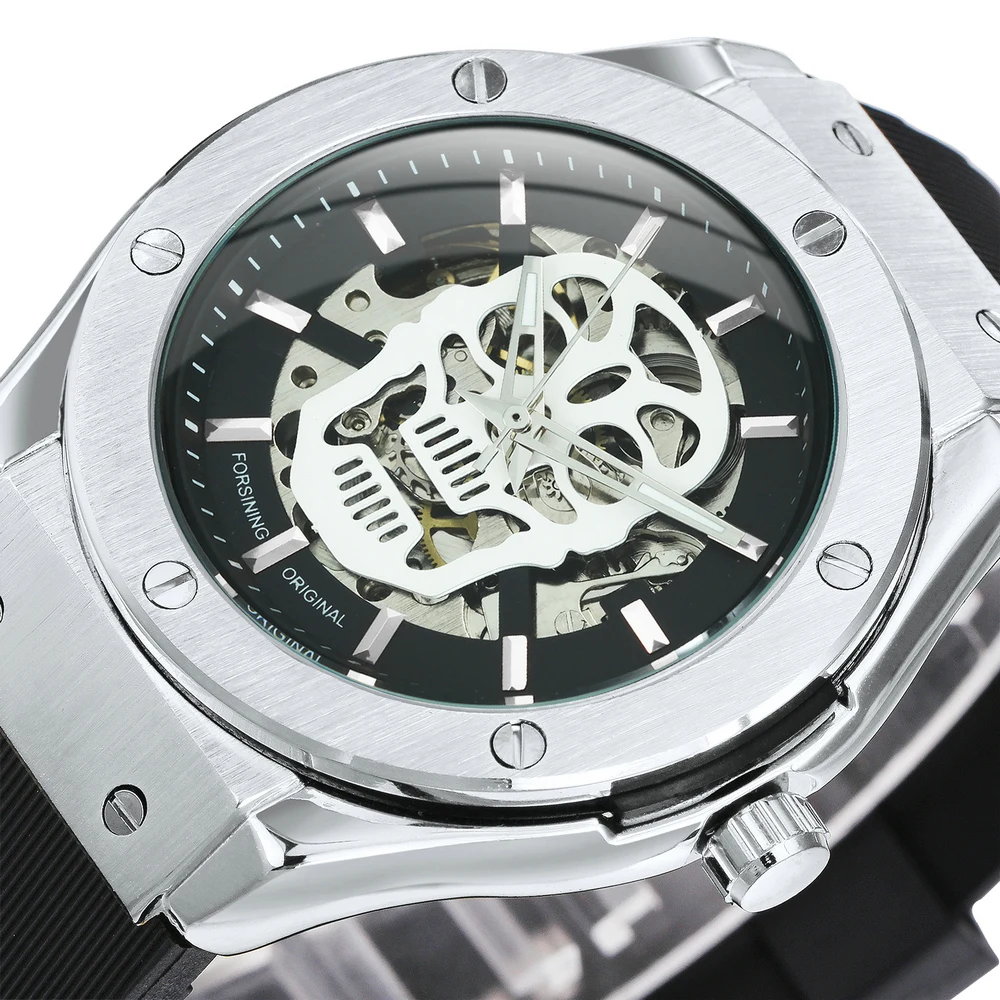 

WINNER Skeleton Watch for Men Mechanical Wristwatches Casual Sport Mens Watches Top Brand Luxury Rubber Strap Boyfriend Clocks