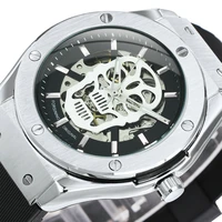winner skeleton watch for men mechanical wristwatches casual sport mens watches top brand luxury rubber strap boyfriend clocks