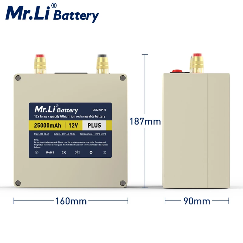 Mr.Li 12V 25Ah Lifepo4 аккумуляторная батарея с 6A зарядное устройство для Открытый
