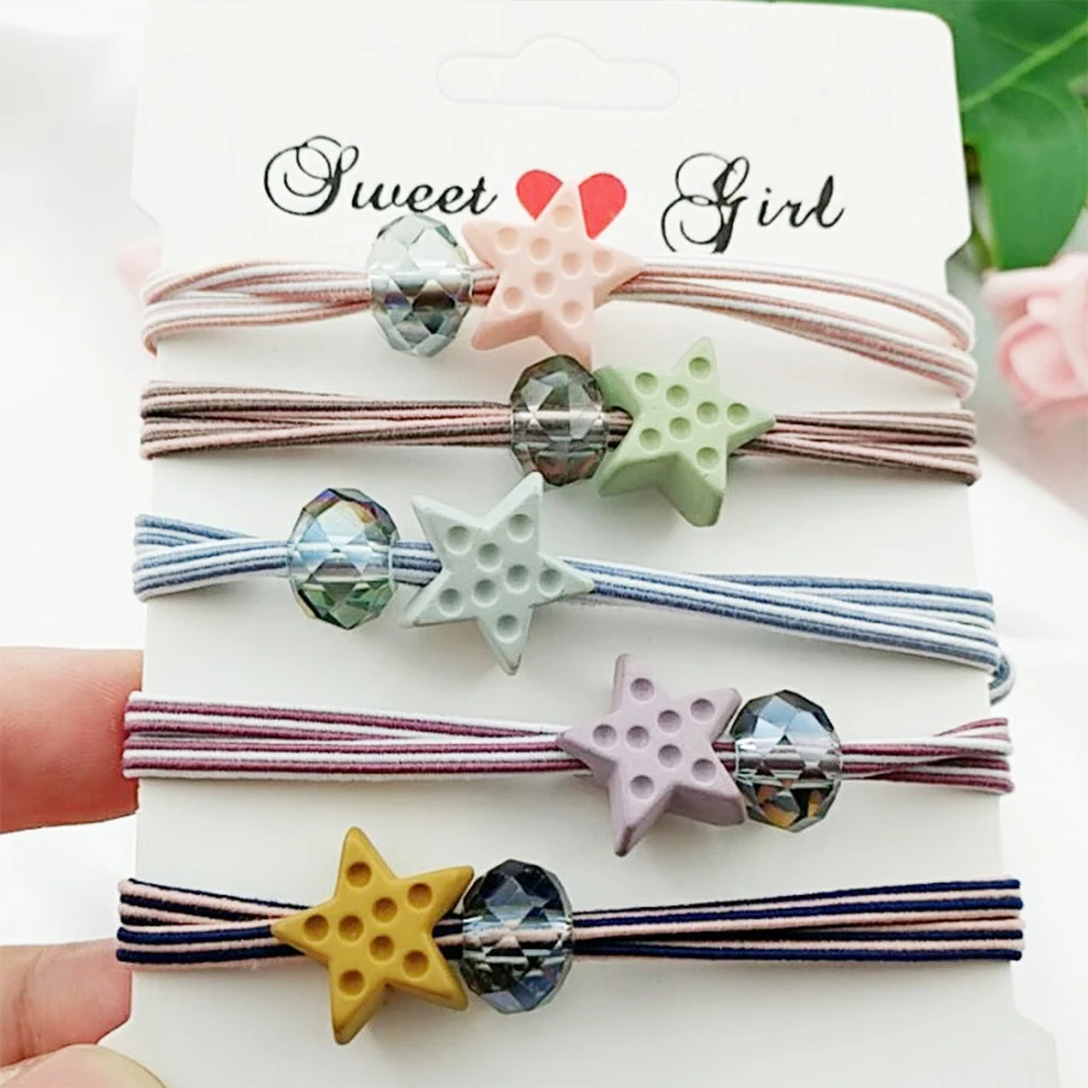 1/5 шт. резинки для волос со звездами аксессуары ручная работа резинка