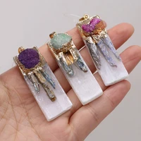 2021natural semi precious stone rectangular crystal bud pendant multi color making diy necklace bracelet jewelry accessory gift