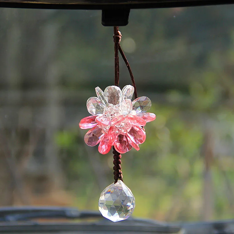 Хрустальные Граненые подвески в форме шара украшения для автомобильного зеркала