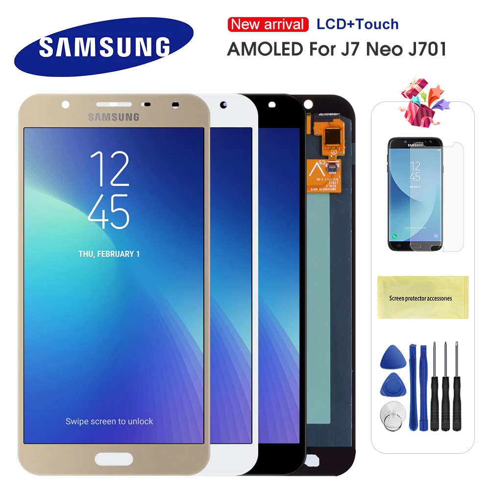 

Оригинальный AMOLED ЖК-дисплей 5,5 дюйма для Samsung Galaxy J7 Neo, ЖК-дисплей J701, J701F, J701M, J701MT, сменный сенсорный экран в сборе