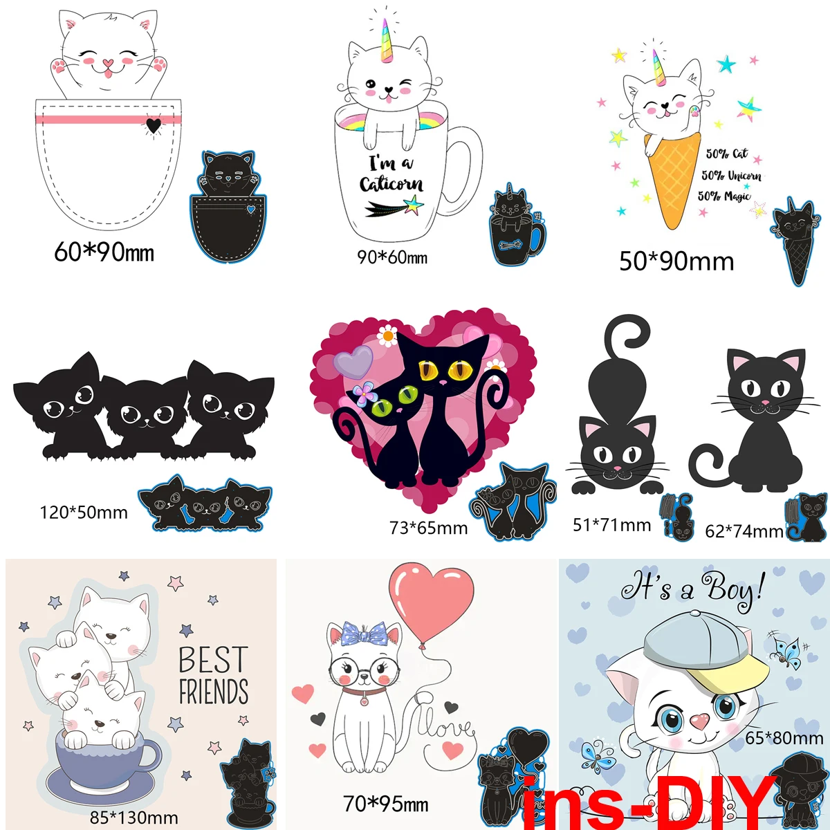 Металлические резные штампы кошки для DIY скрапбукинга трафарет карт