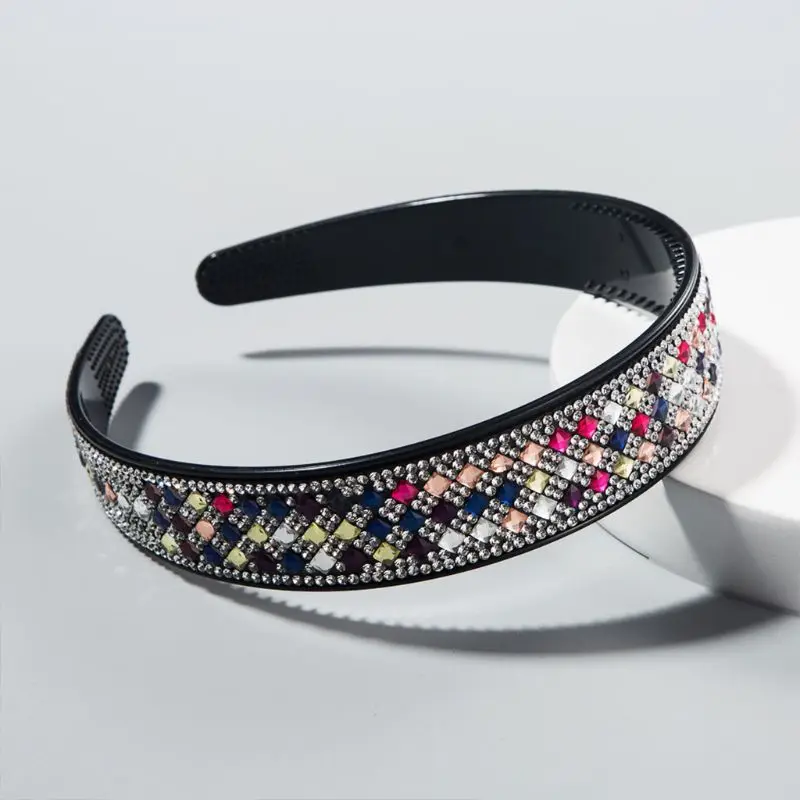 Роскошный ободок в стиле барокко цветные стразы Женская Нескользящая акриловая