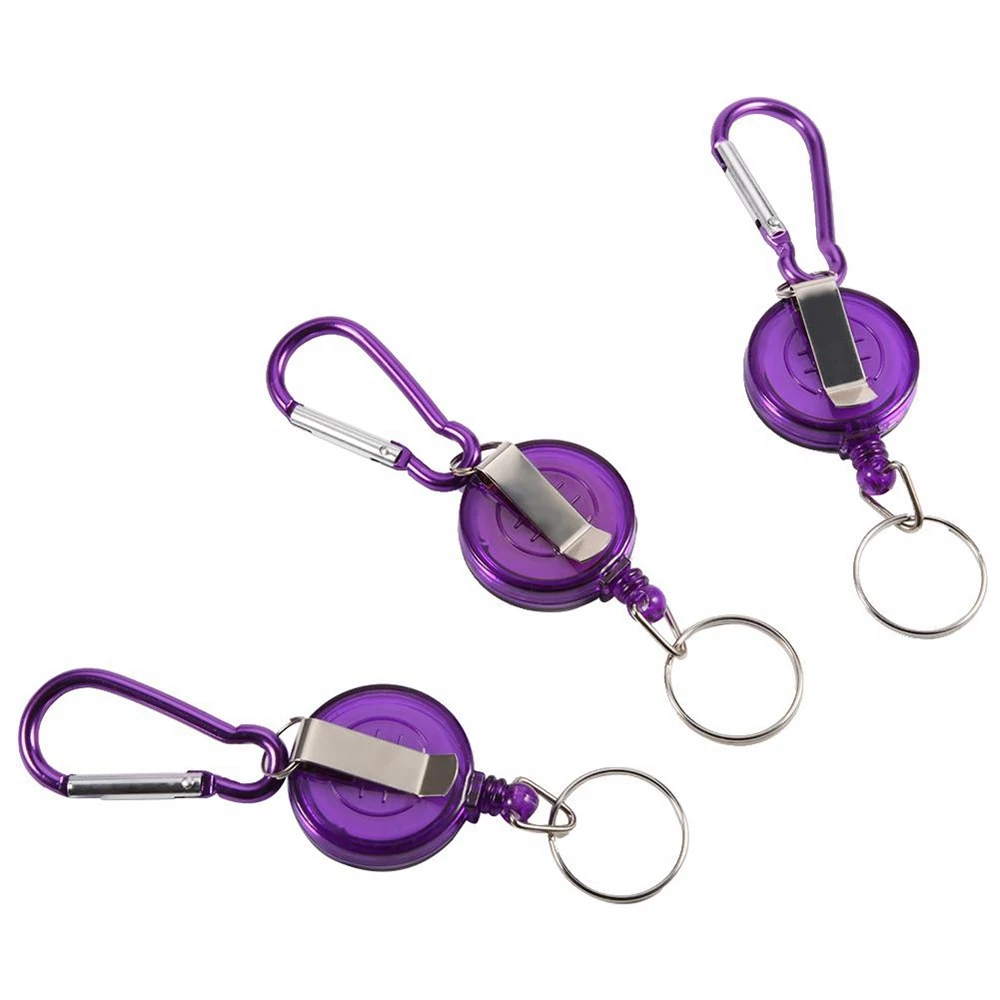 

3Pcs Fishing Tool Nylon Cord Stopper Retractable Ring Reel Holder Key Chain