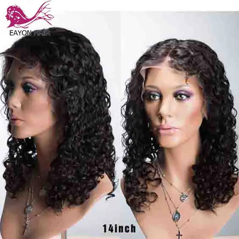 

EAYON 150% плотность кудрявые человеческие волосы парики с волосистой частью головы бразильские Remy волосы машина сделал парик Glueless для черных ж...