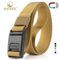 hssee 2 5cm military nylon belt engineering plastic magnetic buckle unisex outdoor sports belt soft and strong nylon thin belt