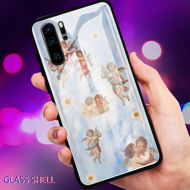 

Clouds Clow Angels Aesthetic Phone Case For Huawei P9 10Plus 20PRO P30 Lite Back Cover Tempered Glass Cases For NOVA 3E Series