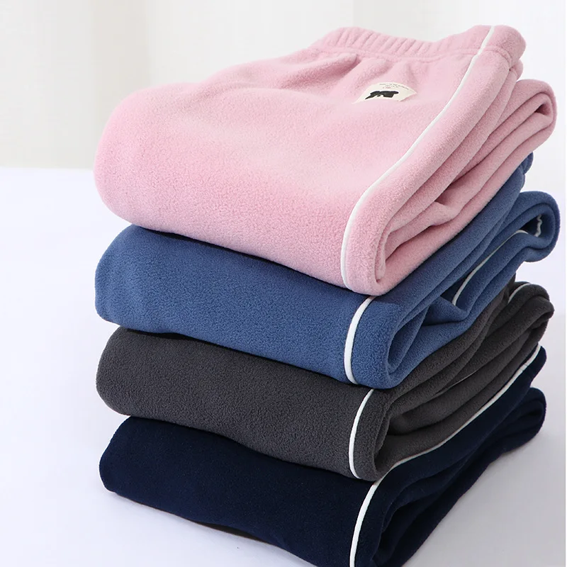 

Teen Baby Boys Girls Polar Fleece Trousers 2021 Kids Children Autumn Winter Warm Pants Elastic Waist Loose Active Sport Fashion