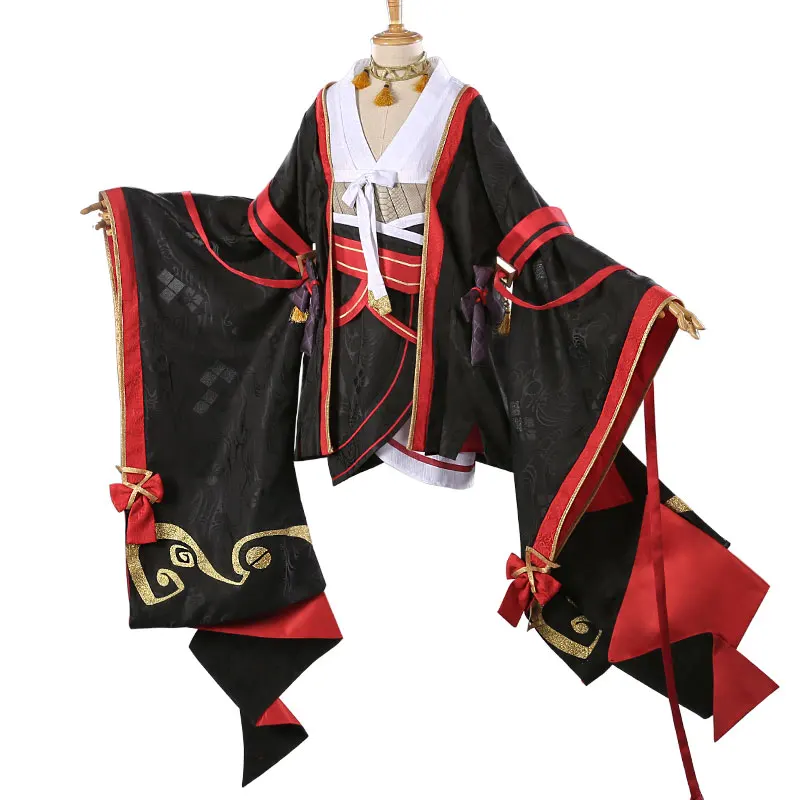 Аниме! Onmyoji Hannya YuanMianLiuLi черное кимоно Yamato костюм для косплея карнавальный женский