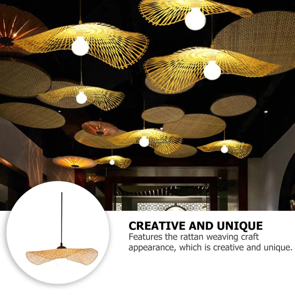

1pc Rattan Woven Pendant Light Creative Ceiling Lamp Decorative Light (Khaki)