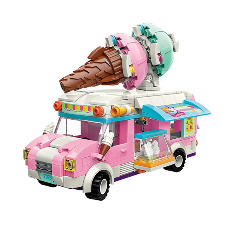 

ENLIGHTEN Friends Seaside Dog Camping Recreational Vehicle Ice Cream Beach Car Building Blocks Sets Kids Kits birthday Gifts