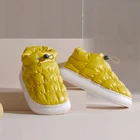 Женские зимние Пуховые домашние тапочки, водонепроницаемая плюшевая обувь для дома и улицы на толстой подошве, мужские теплые хлопковые тапочки на каблуке