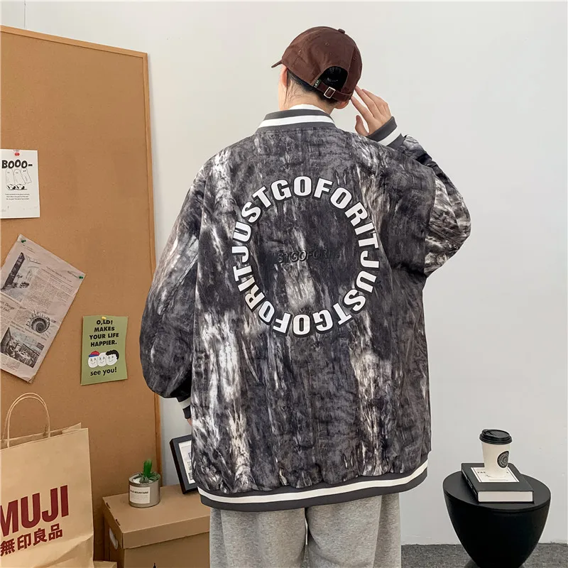 Куртка бомбер в стиле преппи с принтом Мужская Осенняя уличная хип хоп унисекс