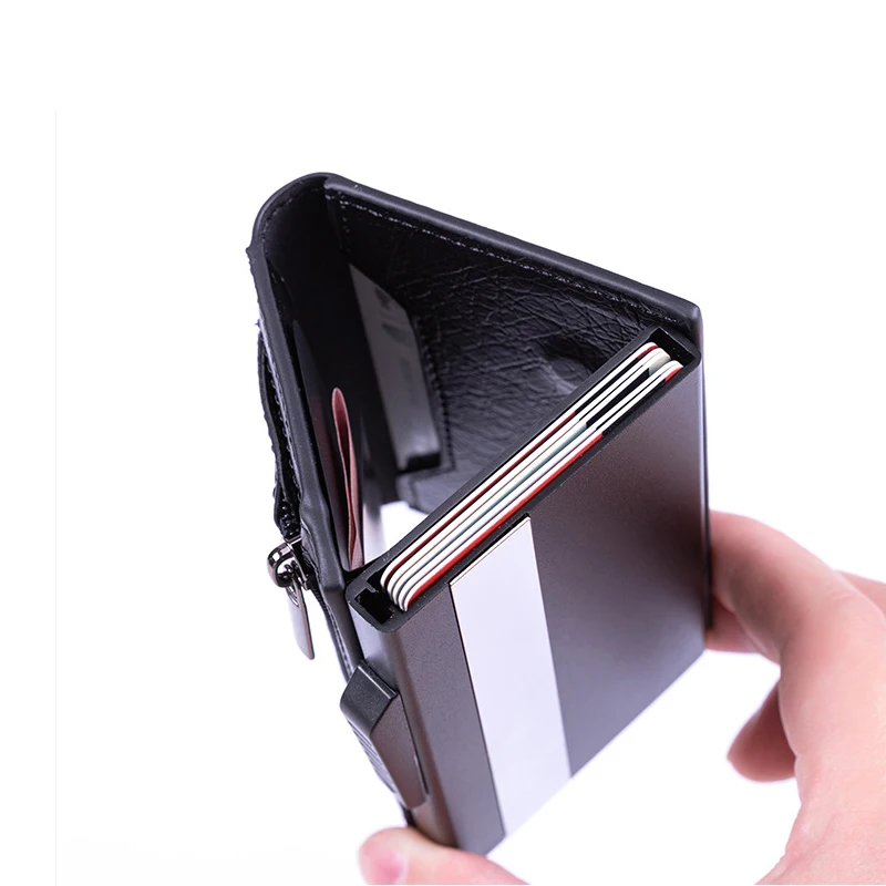 new 2021 rfid carbon fibe mens card holder fashion branch pattern cardholder simple aluminum alloy card box zipper coin purse free global shipping