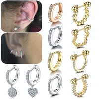 1pc ear tragus cartilage ring copper barbell with cz hoop cartilage cuff piercing helix daith rook lobe earring piercing jewelry