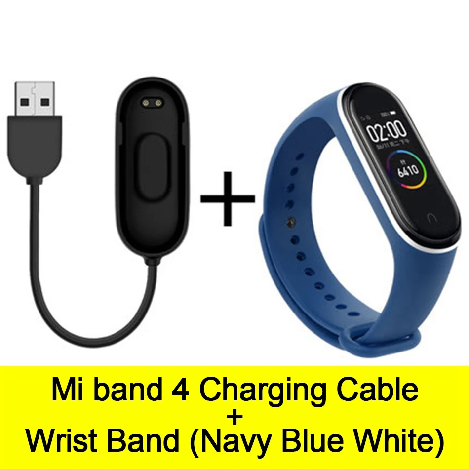 Cable-Navy White Usb-кабель для зарядки mi Band 4, шнур для зарядного устройства, Сменный Адаптер для Xiao mi Band 4, NFC, линия для зарядки+ браслеты - Цвет: Cable-Navy White