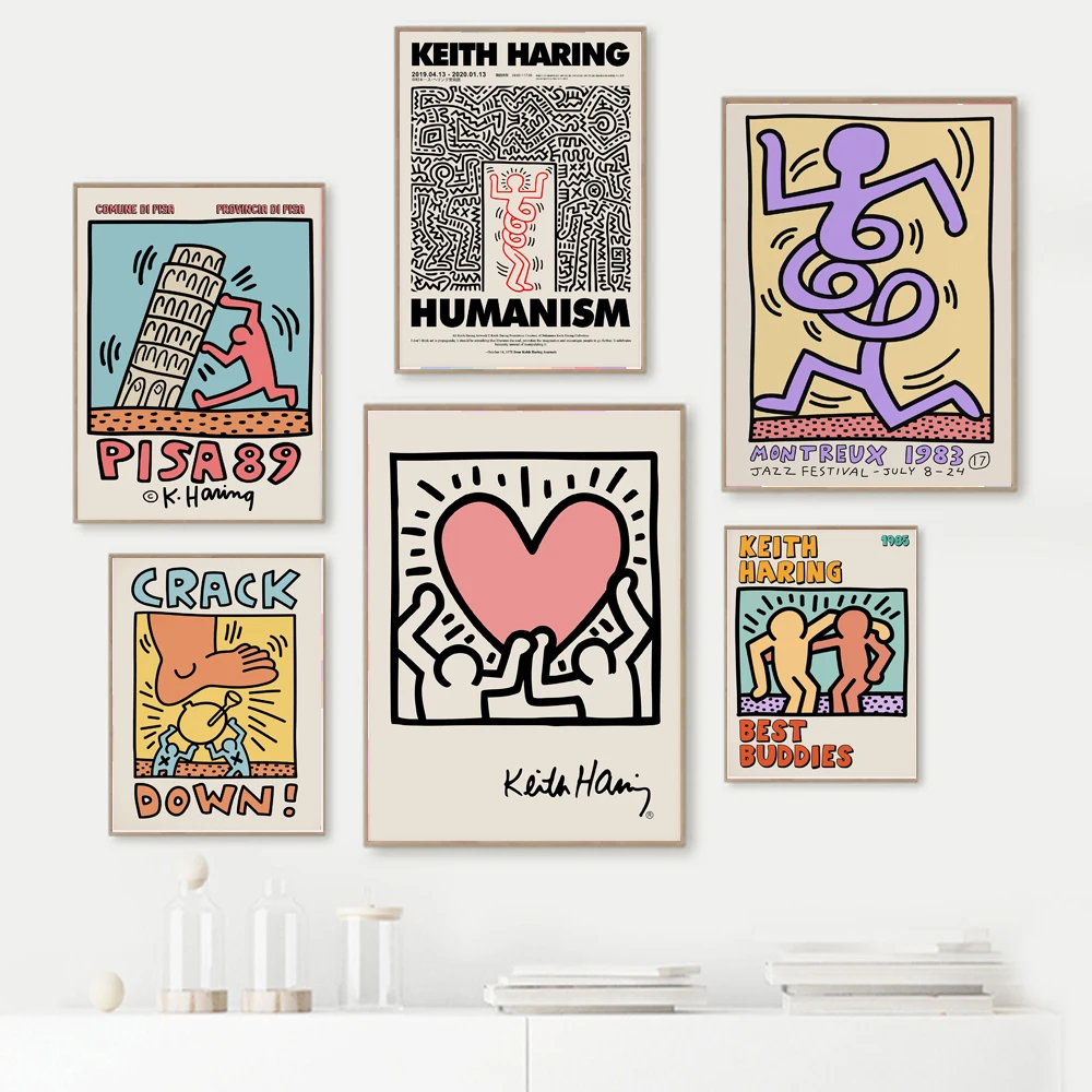 

Keith Art Poster, Pisa Abstract Vintage Pop Canvas Painting Modern Decor Mural for Home Room Wall Picture Museum Exhibition