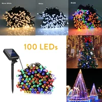 rgb 8 colors garland 100 led solar powered fairy string light outdoor garden christmas wedding party decoration lamp waterproof