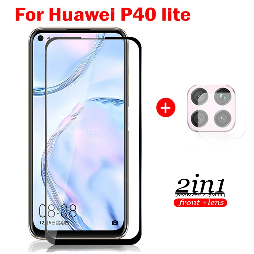 

2in1 protective Glass For huawei p40 lite p 40 lite light e camera lens screen protector on huaway p40lite safty tempered Glas