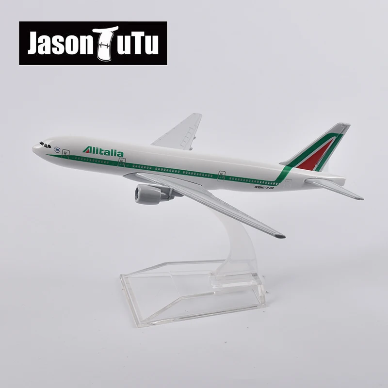 JASON tut&uacute;-Avi&oacute;n de Metal fundido a presi&oacute;n, de 16cm modelo de avi&oacute;n, Alitalia Boeing 777, colecci&oacute;n de regalo-0