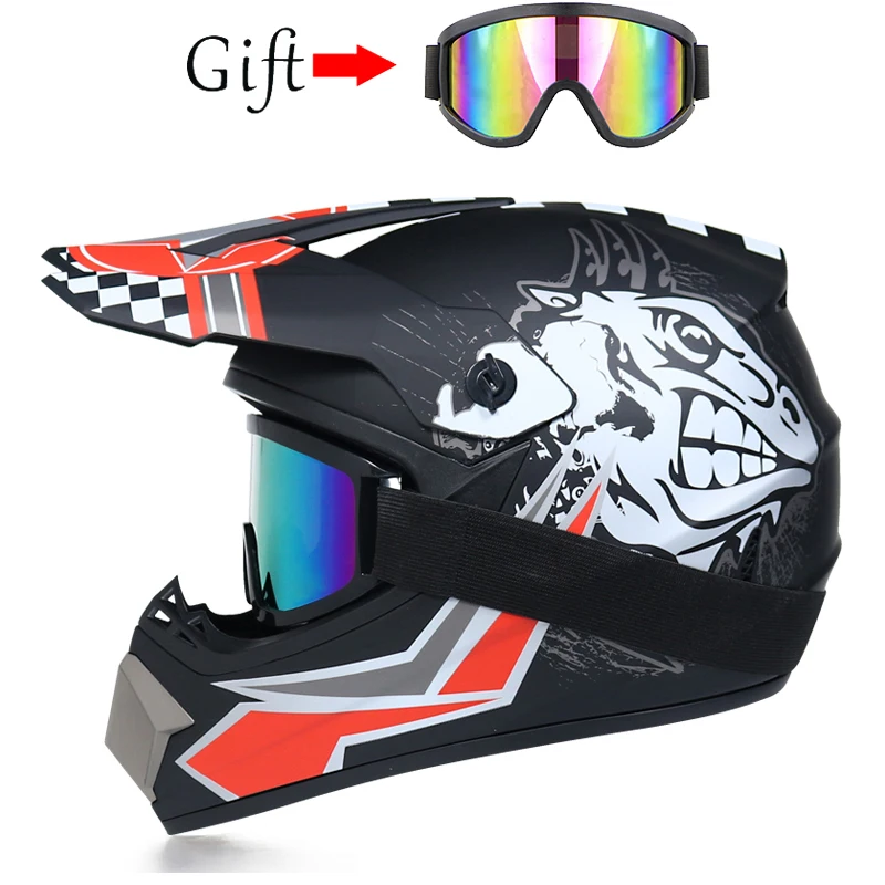 

Top ABS Motobiker Helmet DH Motorcycle Racing Helmet Off-road Downhill mountain Helmet Suitable for kid with Goggle casque moto