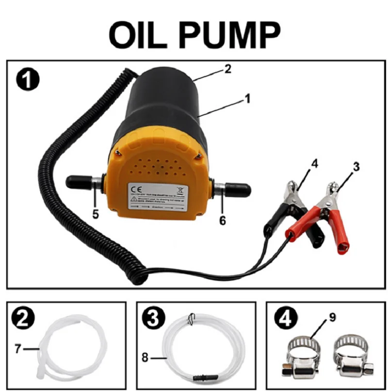 Low price 60W Auto Engine Oil Pump 12V/24V Electric Oil/Diesel Fluid Sump Extractor Fuel Transfer Suction Boat | Автомобили и
