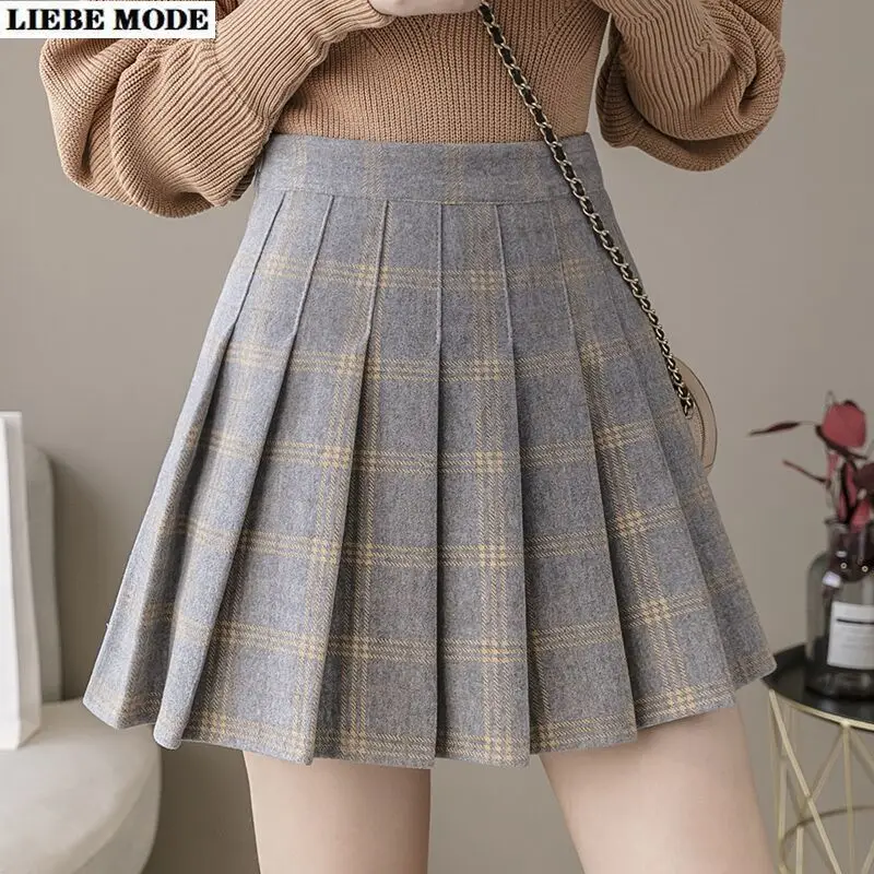 

Женская плиссированная клетчатая юбка, Осень-зима 2020, с высокой талией, в стиле Харадзюку, милые сексуальные мини-юбки трапециевидной формы для косплея в японском стиле, женские мини-юбки
