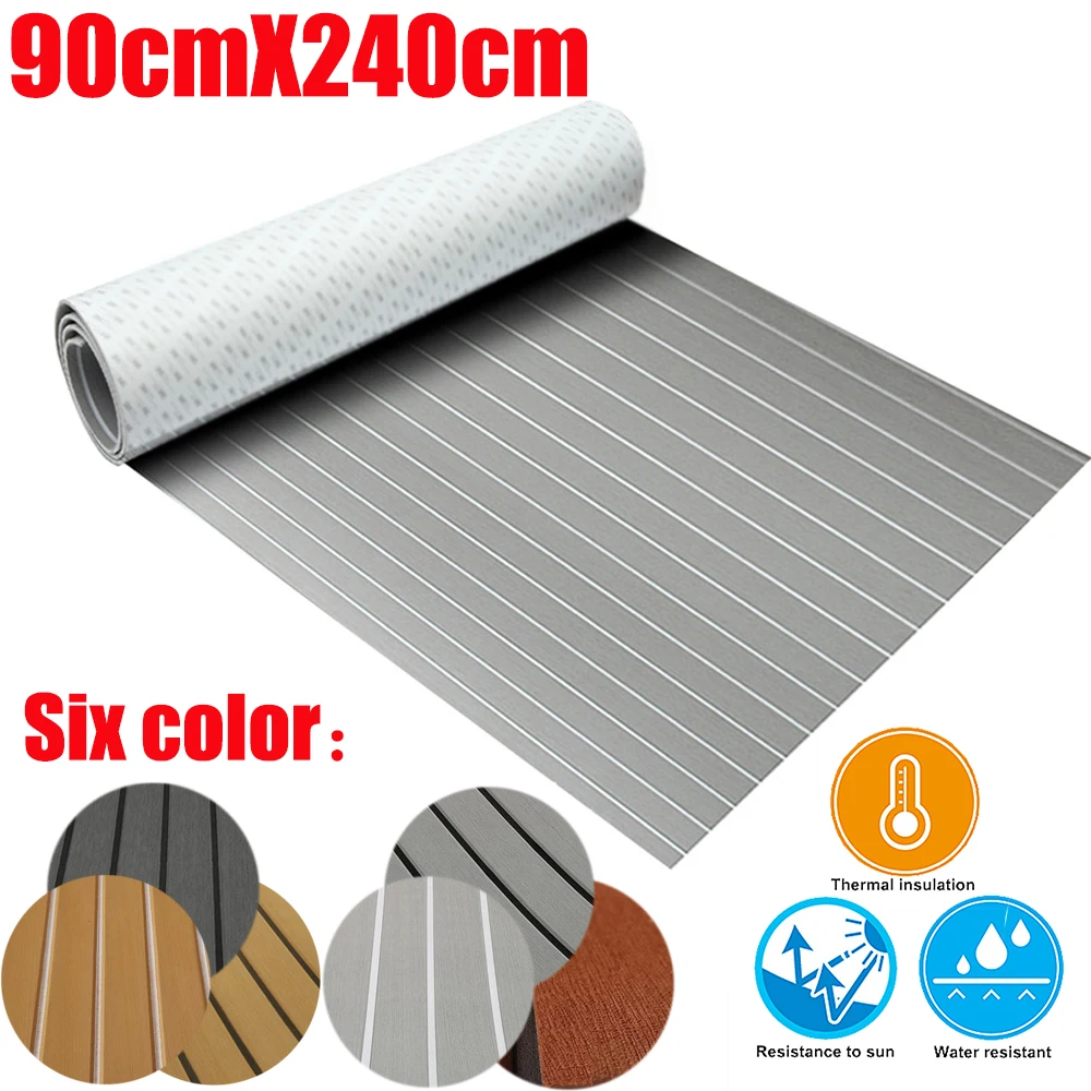 

EVA Foam Faux Teak Decking Sheet 94.5"x35.4" Yacht Marine Carpet Flooring Mat Non Skid Self Adhesive Sea Deck Boat Accessories