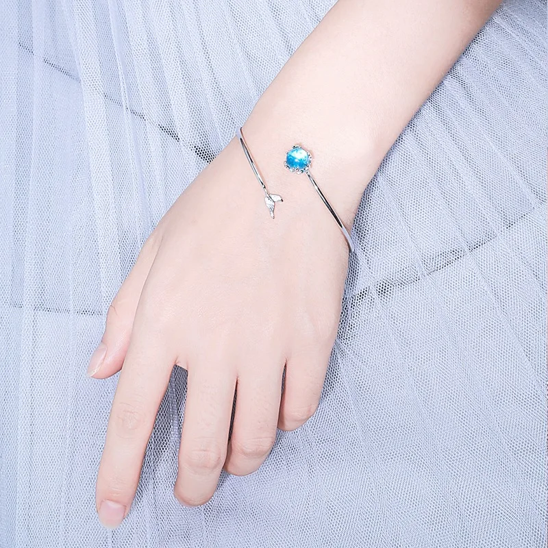 

Jewelry Foam Set Female Bracelet Blue 925 Sterling Silver Product Gift Fashion Design 2020 Hot Sale New Women 60mm Mermaid Tail