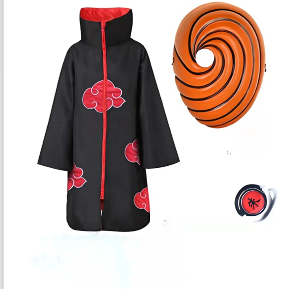 Tobi Obito Cosplay Costume Akatsuki Long Sleeve Cloak Halloween Adult Children Mask Anime Ninja | Тематическая одежда и