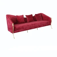 modern luxurious living room furniture three seat sofa with bronze base