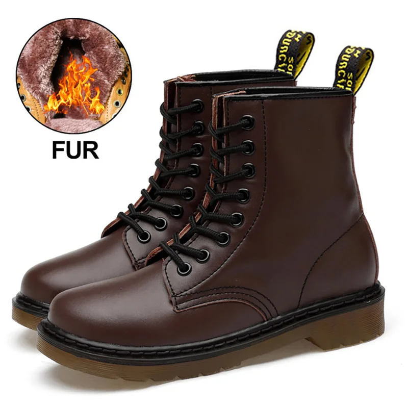 M2460-Brownfur Мужские ботинки из натуральной кожи; Ботинки martin; зимняя обувь; мужские военные ботинки; мотоциклетные ботинки до середины икры; мужские ботинки размера плюс - Цвет: M2460-Brownfur