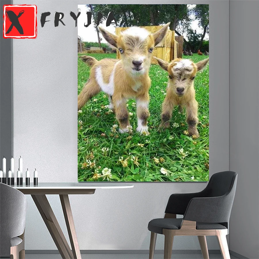 

Алмазная живопись, два ягнята на ферме, пейзаж, алмазная вышивка, мозаика стразы, картина по номерам, хобби, подарок на заказ