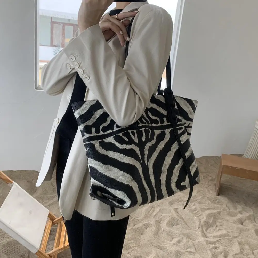 Новые модные женские сумки zebra мягкая сумка для покупок из искусственной кожи