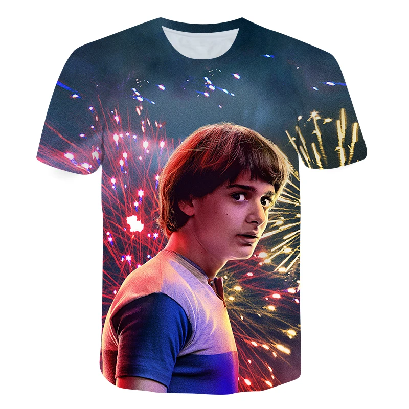 

Summer Boys Girls Round Neck Short Sleeve Fashion Cartoon Wear T-Shirt Children's Air Permeability Strange Things4-14T-2021