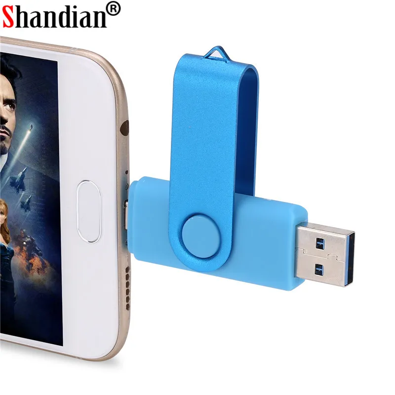 SHANDIAN Usb 2,0 OTG USB флеш-накопитель, смартфон, планшетный ПК, 4 ГБ, 8 ГБ, 16 ГБ, 32 ГБ, 64 ГБ, флеш-накопители OTG, Usb флешка с реальной емкостью