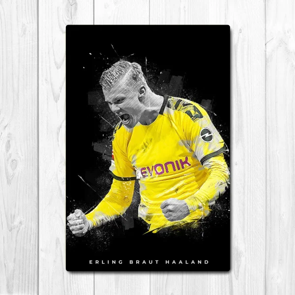 

New Erling Braut Haaland Soccer Football Player Art Wall Decor Tin Sign Vintage Garage Sign Bar Club Cafe Garage Farm Decor