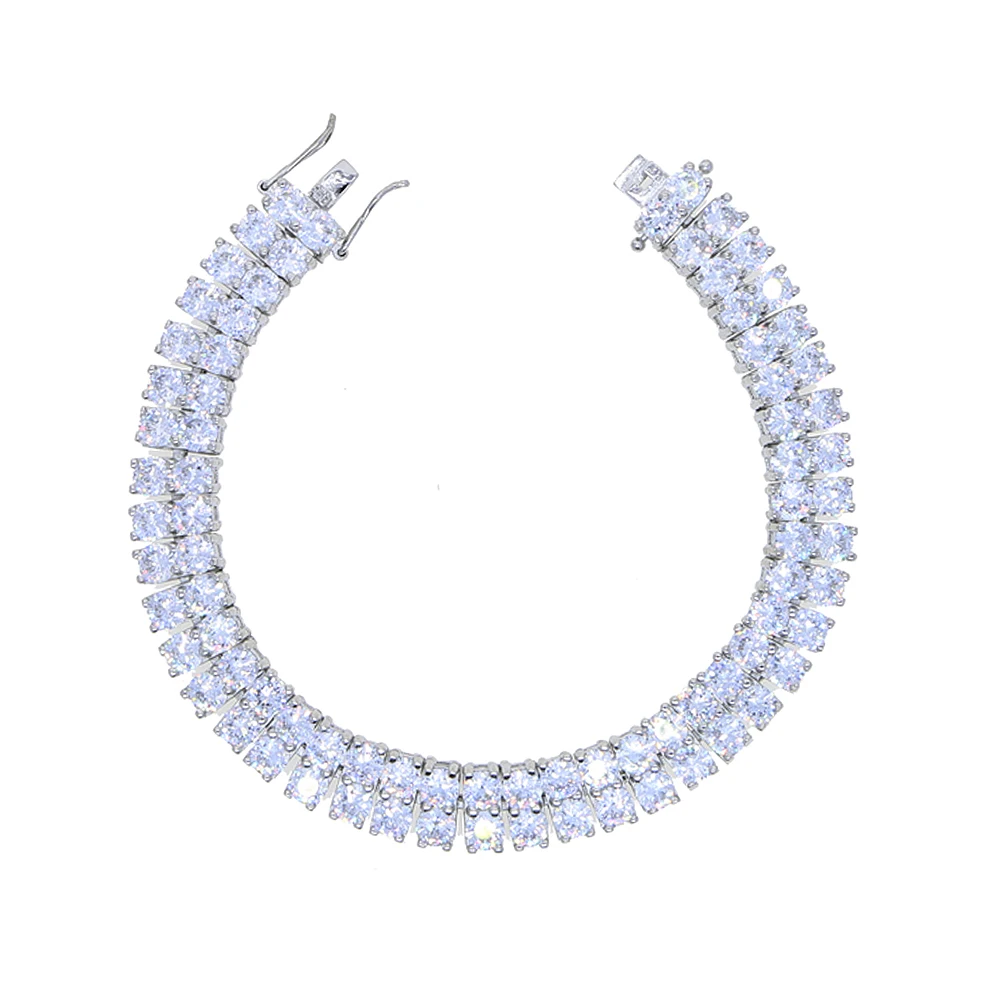 Новый цепи из нержавеющей стали 2 ряда CZ кубический циркон браслеты серебро Цвет