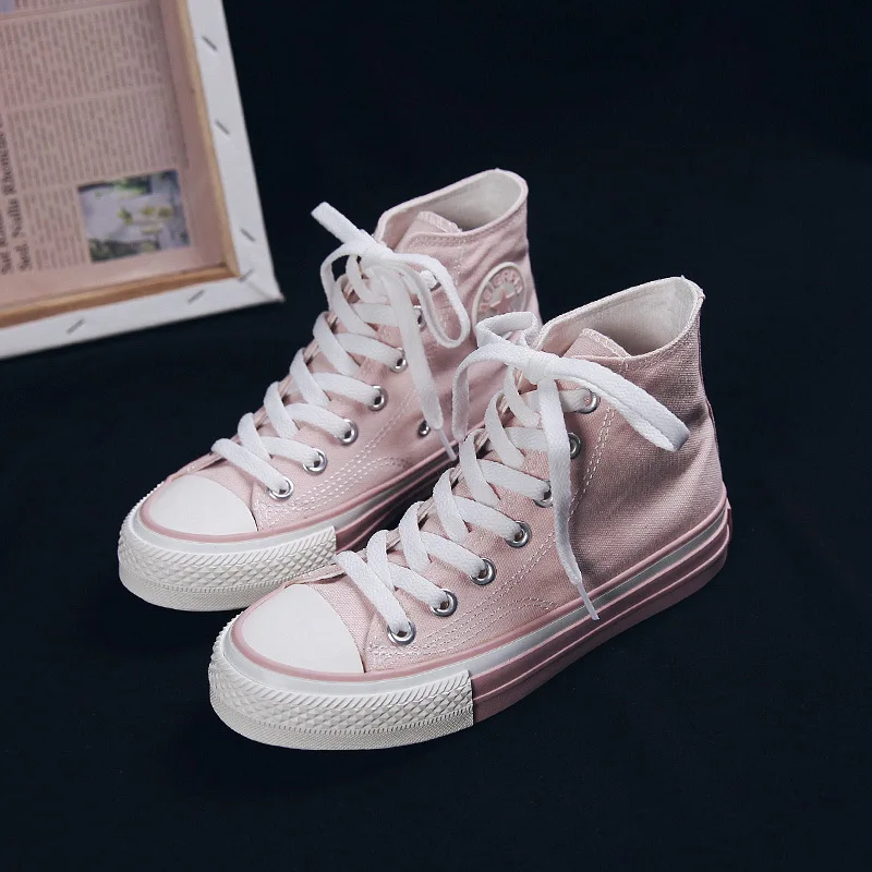 Женские Классические парусиновые кроссовки однотонные розовые Прогулочные со
