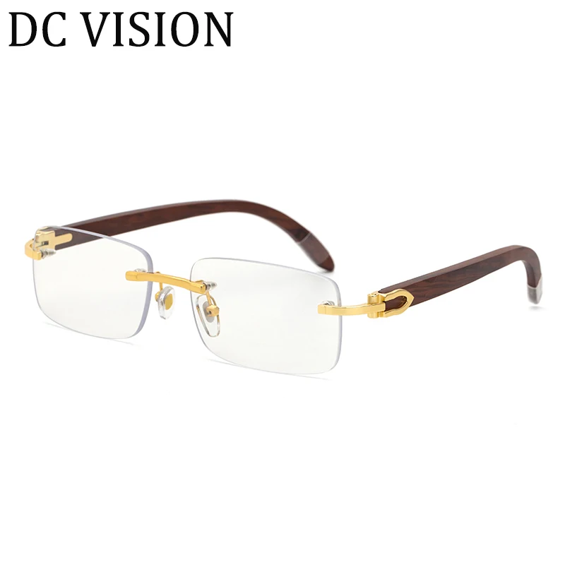 

Модные деревянные очки без оправы мужские маленькие очки прямоугольные солнцезащитные очки Роскошные Дизайнерские винтажные оптические о...