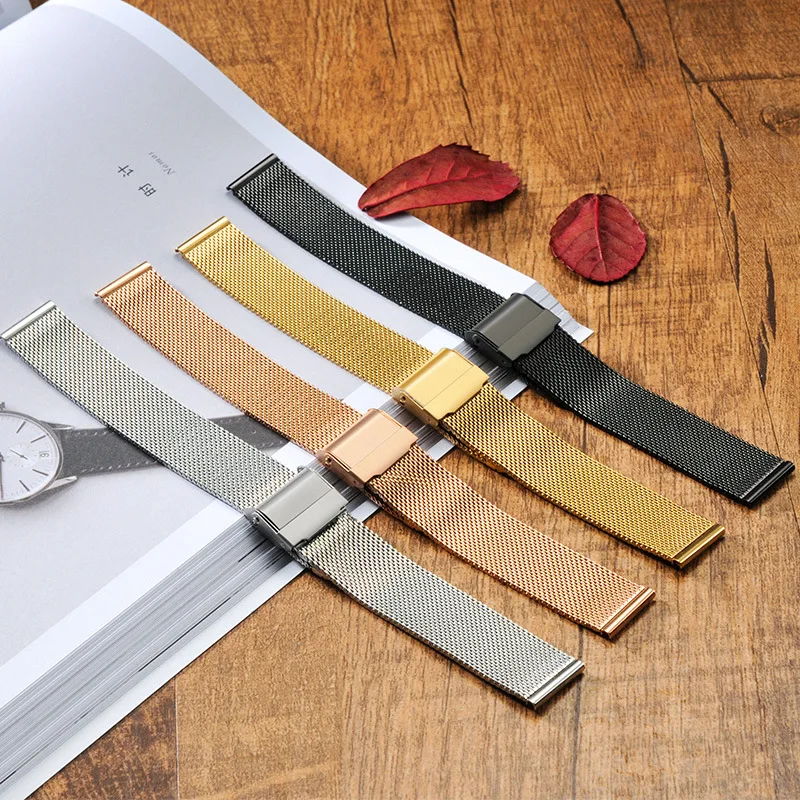 Браслет из нержавеющей стали для часов металлический Спортивный сетчатый