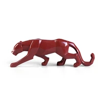 abstract geometric panther statue resin cougar sculpture home decor decorative figurine living room decoration desk accessories