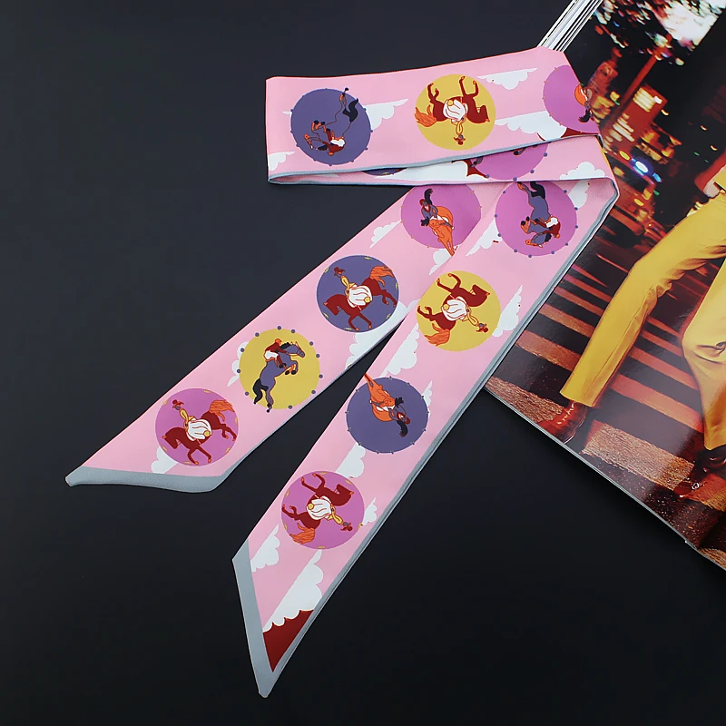 

Long Silk Skinny Scarf For Lady Neck Hair Band Scarves Print Women Bag Handle Scarfs Wraps Ribbon Headband 2021 Fashion