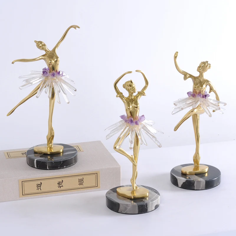 Креативная балетная латунная статуя для девушки с искусственной черной
