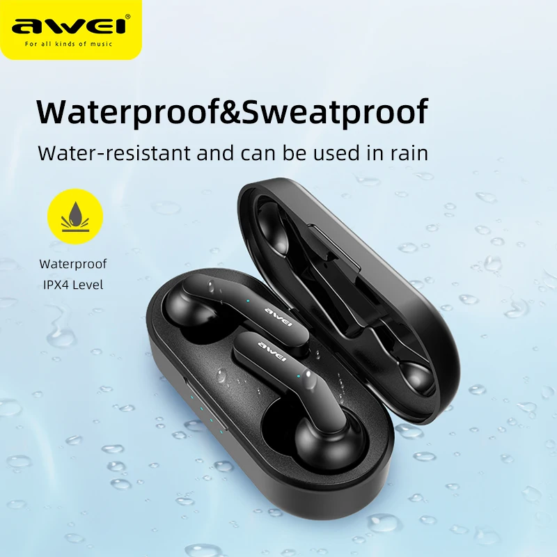 

AWEI True Wireless Stereo Earbuds Touch-Control Bluetooth 5.0 Super Bass HiFi Handsfree Waterproof Headset With Dual Mic