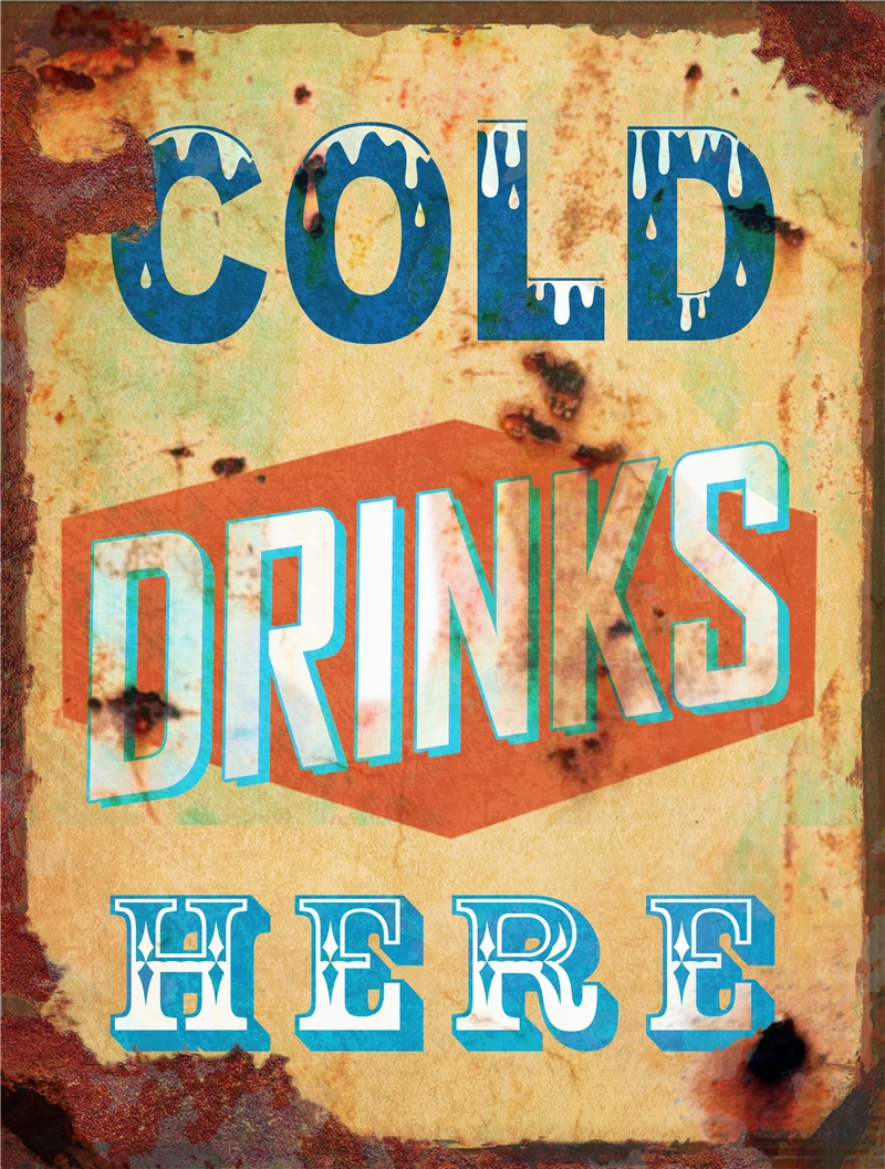 

Beer Metal Sign Cold Drinks Plaque Vintage Decor Decorative Boards Retro Welcome Sign in Home Decor Garden Decoration Gamer