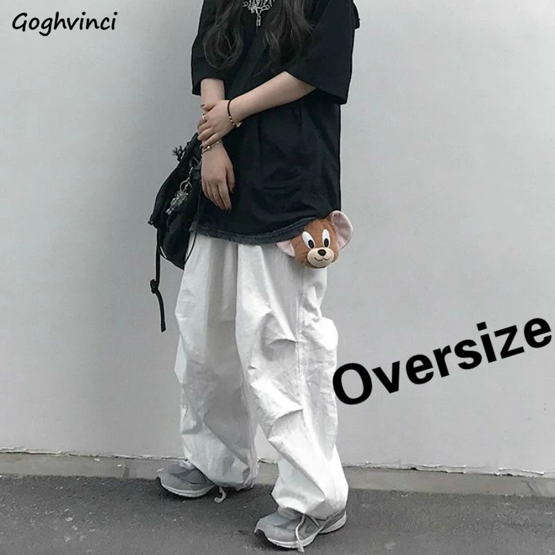 

Брюки-карго Женские повседневные, однотонные рандомные брюки 3XL с завышенной талией, уличная одежда в стиле хип-хоп, в Корейском стиле Ins, в с...