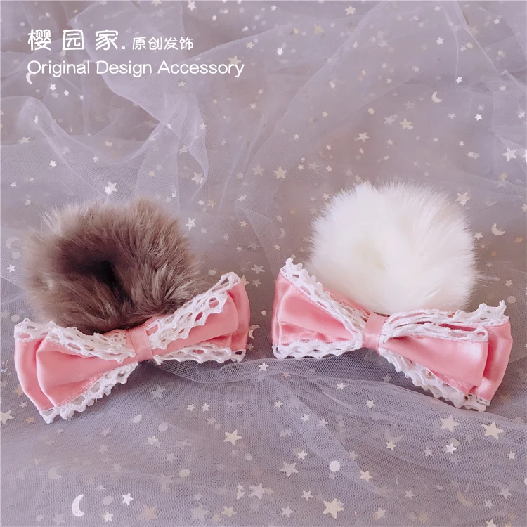 

Japanese Plush Bear Ears KC Hair Clip Girls Kawaii Lolita Hair hoop Hair Accessories Soft sister Hairpin Handwork Hair Ornaments